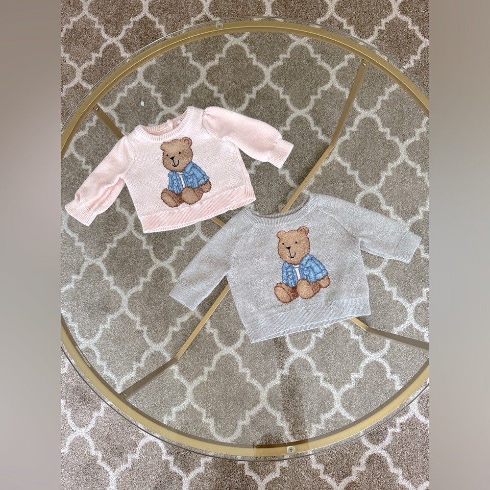 Baby Brennan Sweaters - blue & pink matching set - size 0-3 months